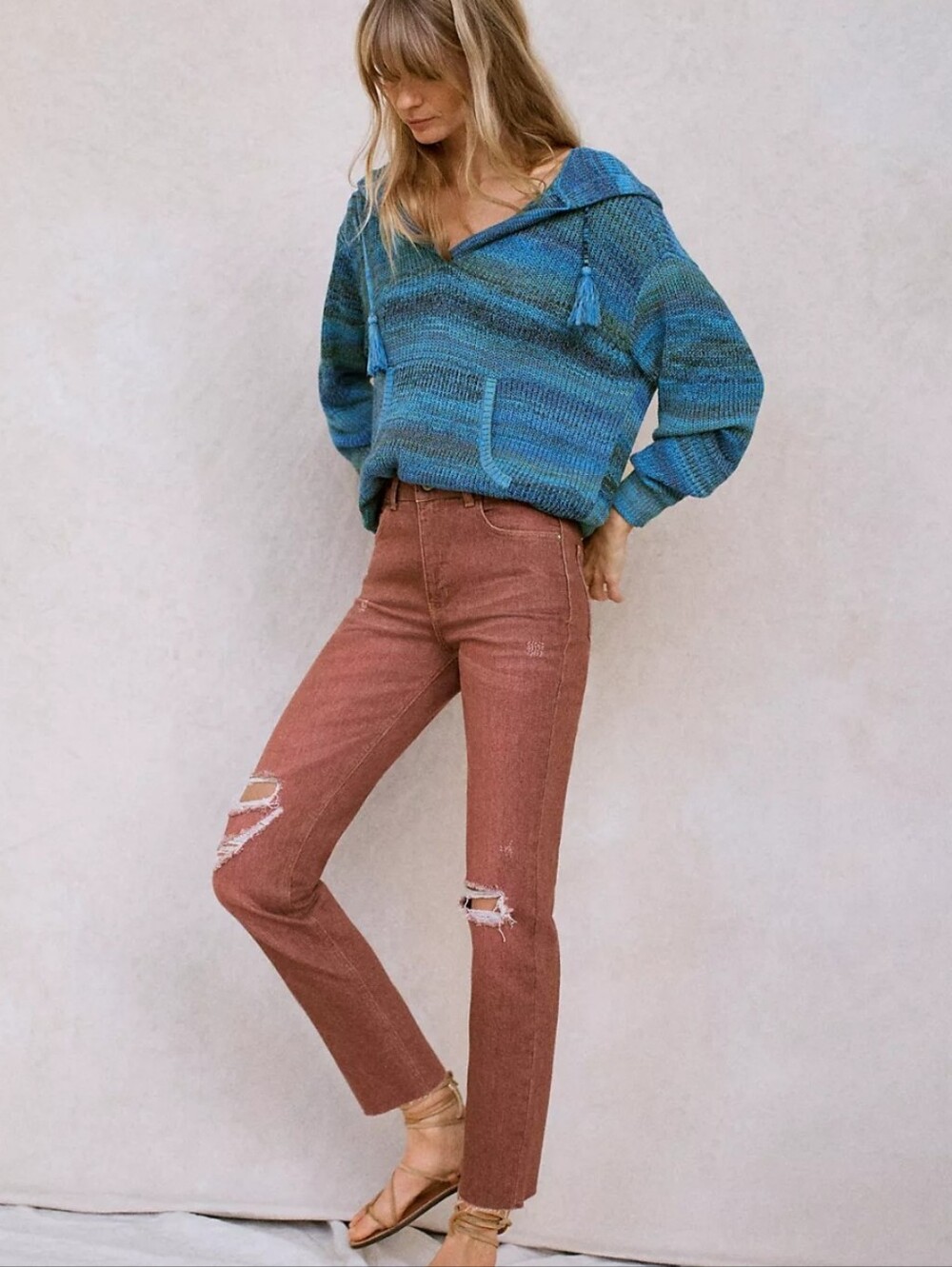 Anthropologie Pilcro Vintage Straight Jeans Reddish Brown Size 26 Distressed